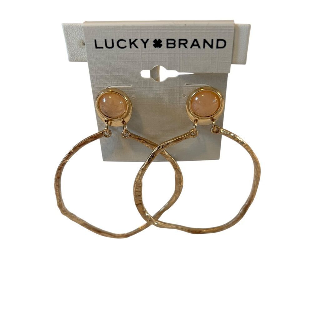Gorgeous Stone Hammered Gold Toned Hoops.